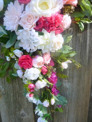 Blush Pink, Fuchsia and White Wedding Arch Flowers, Round Arch flowers - image4